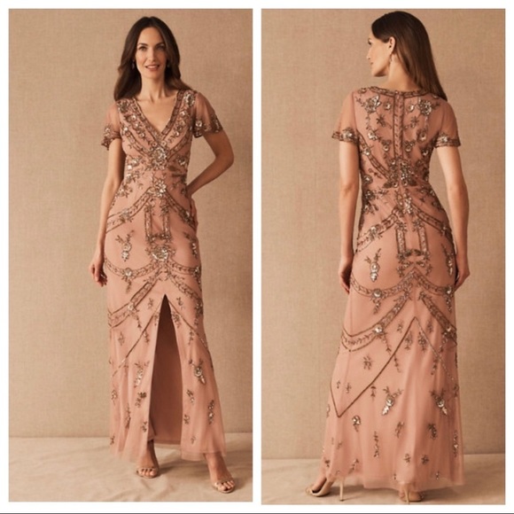 BHLDN FATIMA TEA ROSE AIDAN MATTOX DRESS - Picture 9 of 10